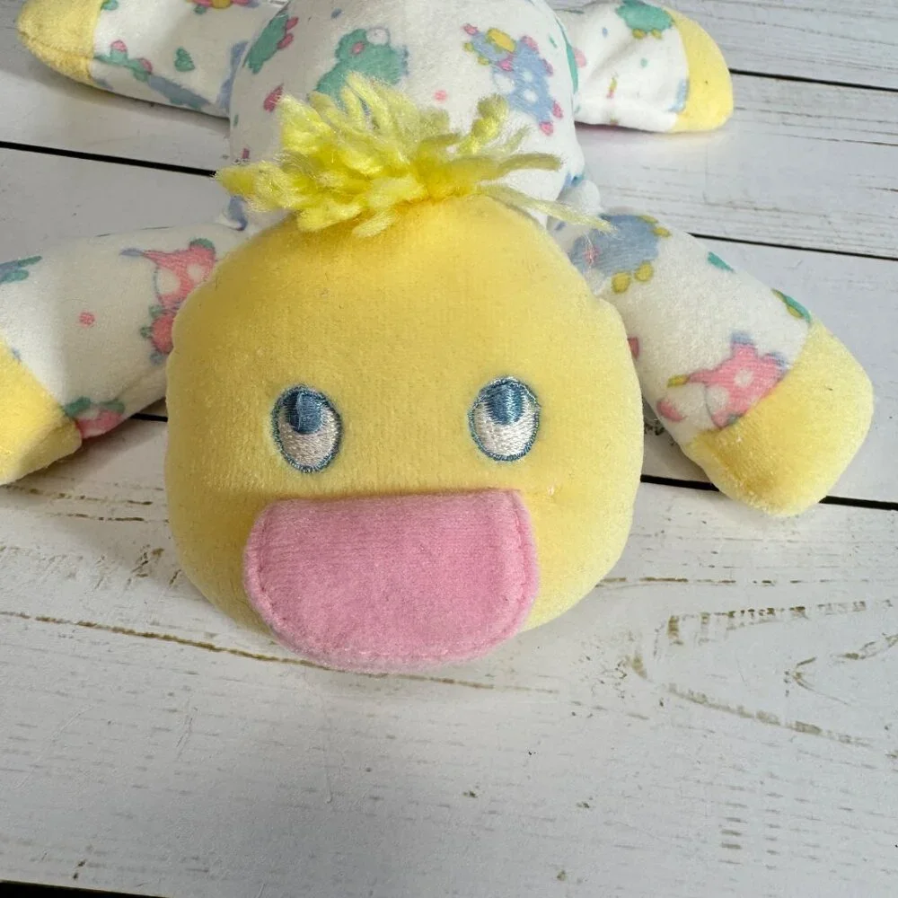 Vintage‎ Eden Baby Duck Terry Cloth Pajamas With Lambs Plush Toy Pink Beak